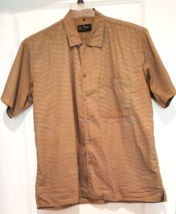Jim Thompson Cotton Shirt Men’s M Button Up Brown with Wavy Stripes - £27.29 GBP