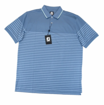 New FOOTJOY BRETON Stripe Stretch Pique Knit Polo Golf Shirt Size L Blue... - $33.20