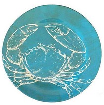 Ocean Blue Crab Set of 4 Melamine 10.5&quot; Dinner Plates Beach Summer Cookout      - $42.02