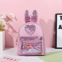 Children&#39;s PVC Sequin Backpack Cartoon Rabbit Going Out Travel Bag Kindergarten  - £23.56 GBP