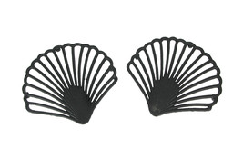 Set of 2 Black Cast Iron Scallop Seashell Trivets Kitchen Accessories Home Decor - £23.48 GBP