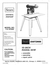 1982 Craftsman 113.197602  10" RADIAL SAW 1982 Instructions - $20.24