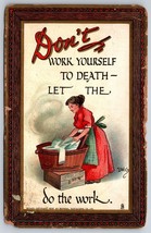 Raphael Tuck Don&#39;t Work Yourself to Death Faux Frame 1909 DB Postcard K9 - £3.98 GBP