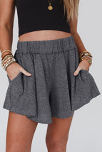 Gray Elastic Waist Culotte Shorts - $215.96 MXN