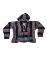 Baja Joe Kids Rug Zip Up Hoodie Blanket Hippie Pink Striped Mexico Poncho SZ M - $18.00