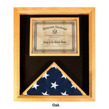 Usa Made Solid Oak Wood Flag And Document Medal Display Case Shadow Box - £374.46 GBP