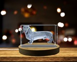LED Base included | Dachshund Dog - 3D Engraved Dog Crystal Sculpture Gift - $25.99+