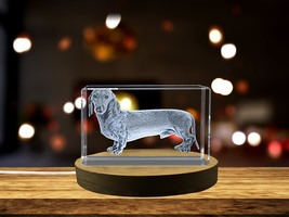 LED Base included | Dachshund Dog - 3D Engraved Dog Crystal Sculpture Gift - $39.99 - $399.99