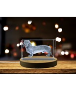 LED Base included | Dachshund Dog - 3D Engraved Dog Crystal Sculpture Gift - €22,24 EUR+