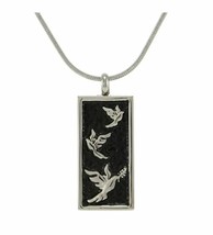 Stainless Steel Pewter Embossed Doves Funeral Cremation Pendant w/chain - £99.81 GBP