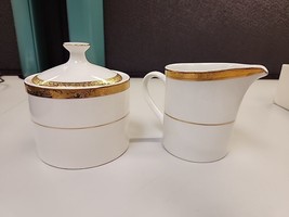 Set of sugar and creamer Sango 8453 vintage china in Empress Gold - $14.25