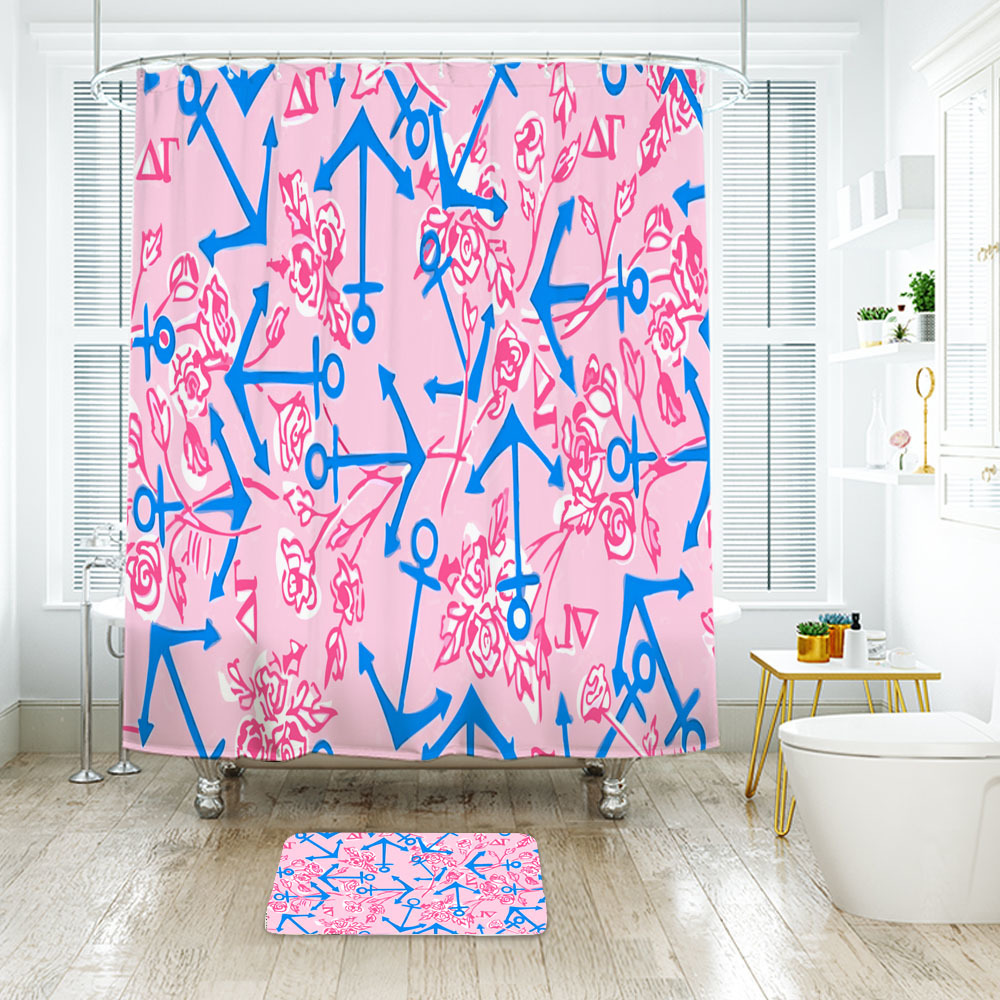 Lilly Pulitzer Delta Gamma Shower Curtain Bath Mat Bathroom Waterproof Decorativ - $22.99 - $34.99