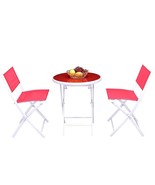 3 Pieces Patio Folding Bistro Set for Balcony or Outdoor Space-Red - Col... - $158.42