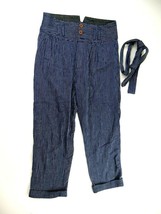 Free People Navy Blue White Pinstripe Cropped High Waist Baggie Pants Wms Size 6 - £26.77 GBP