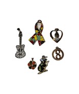 Vintage Mixed Lot of 6 Charms Pendants-Guitar-Locket-Koala-8-Awareness - $356.83 MXN