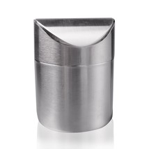 Mini Table Trash Can Recycling Brushed Stainless Steel Wave Cover Counte... - £20.33 GBP