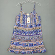 One Clothing Women Sundress Size M Blue Mini Preppy Boho Floral Ruffle Strappy - £15.82 GBP
