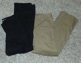 Mens Pants 2 Pr Old Navy Khaki &amp; Black Straight Flat Front Khaki Casual-... - £16.83 GBP