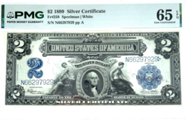 Series of 1899 $2 Silver Certificate FR #258 Graded by PMG as Gem Unc 65... - $3,811.50