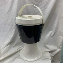 RARE Vintage Mid Century Modern Balck &amp; White Plastic Pedestal Ice Bucket - £156.72 GBP
