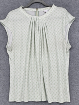 Mint Green Geometric Print Blouse XL Short Sleeve Stretch Work Top - $21.77