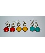 Lot of 3 pairs of Vintage Earrings. Red, Yellow, Blue. 1960 s - $318.53 MXN