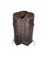 Vance Leather High Mileage Men&#39;s Vintage Brown Leather Vest 10 Pocket Vest - $172.78 CAD+