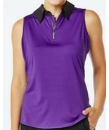 NWT Ladies BELYN KEY Purple Black Keystone Sleeveless Golf Shirt XS S M ... - $704.27 MXN