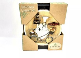 Coasters Wine Peddlers &amp; Caddy Cypress Home Stone Absorbent Set Of 4 - £7.38 GBP