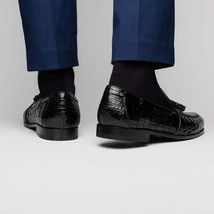 Bianchi Genuine caiman Crocodile Dress Loafers Black image 3