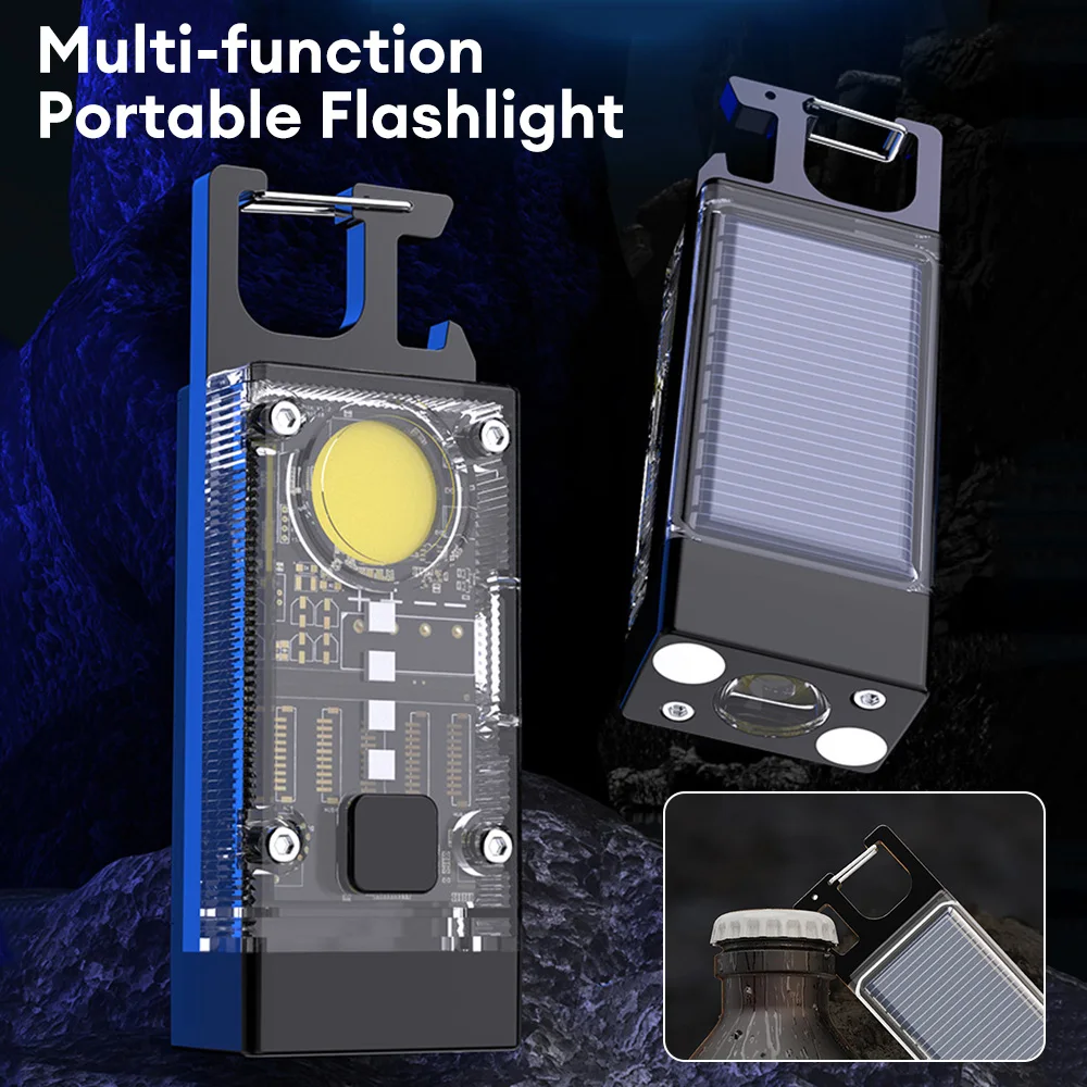 Mini Multifunctional Portable LED COB Flashlight Keychain 800LM USB Rechargeable - £12.92 GBP