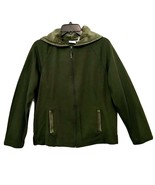 White Stag Activewear Olive Green Velour Trim Hooded Zip Front Jacket Si... - €13,04 EUR
