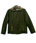 White Stag Activewear Olive Green Velour Trim Hooded Zip Front Jacket Si... - £11.78 GBP