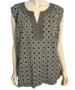 Talbots Plus  Women&#39;s Sleeveless Blouse Grey/Black Print 3X - $26.05 CAD