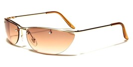 NEW 90&#39;S STYLE SEMI RIMLESS SUNGLASSES GOLD BROWN GRADIENT LENS CLR17007 2 - £10.78 GBP