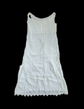 Antique Edwardian Cotton White Chemise Slip Embroidered long - £74.30 GBP