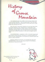 Grouse Mountain Bistro Menu &amp; History North Vancouver British Columbia 1989 - £24.88 GBP