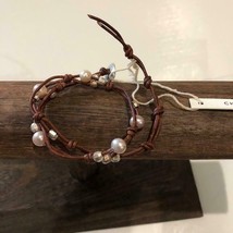 CHAN LUU NAT. PINK PEARL DOUBLE STRAND BRACELET,SILVER BEADS, NAT BROWN ... - $54.95