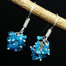 Solid 925 Silver Apatite Natural Gemstone Handmade Earring Women&#39;s Gift Jewelry - £4.23 GBP