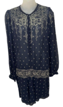 Isabel Marant Etoile Sheer navy Silk Mini Dress Dropped Waist sz 38, 4 -... - £47.56 GBP