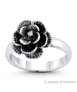 Rose Flower Love &amp; Romance Charm .925 Sterling Silver Right-Hand Stackab... - $42.00 CAD