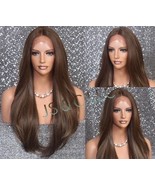 Full Soft Lace Front wig Heat safe Brown Caramel Blonde mix Silky Straig... - $119.95