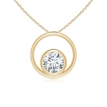 ANGARA Lab-Grown 0.33 Ct Diamond Open Circle Pendant Necklace in 14K Solid Gold - £598.39 GBP