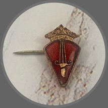 Military Insignia Gold Crown Red Enamel Sword Dagger Stick Pin • Vintage... - $9.80