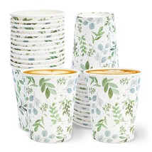 AnyDesign 50Pcs Greenery Paper Cup 9 oz Disposable Watercolor Eucalyptus Paper D - £22.28 GBP