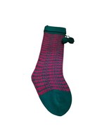 VTG 80s Kurt Adler Knit Christmas Stocking Red Green Pom Pom Retro Holid... - $421.37 MXN
