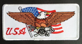 USA Bald Eagle Cannon American Flag Embroidered Motorcycle Biker 4.75&quot;w ... - $5.99