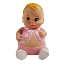 Vintage Baby Squeak Toy Doll Plum Pees 1967 Uneeda Doll Compay Squeaky Pink Fat - £31.85 GBP