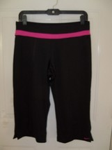 NIKE Performance Yoga Fitness Athletic Capris Black &amp; Pink Size Medium W... - £12.63 GBP