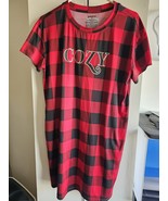 JoySpun Womens Cozy Plaid  Print Night Gown Sleep Shirt  M - $14.84